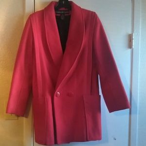 Vintage Cherry Red Wool Blazer Coat